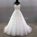 Elegant Vestido De Renda Lace Sleeveless Wedding Dress illusion Back A Line Bridal Gown